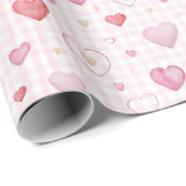 Papier Cadeau design motif mignon et romantique avec coeur (Coin rond)