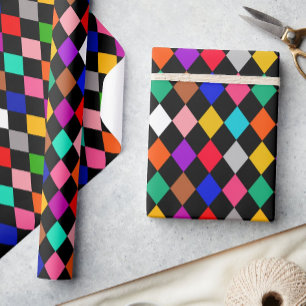 Papier Cadeau Design Motif multicolore Harlequin Diamonds