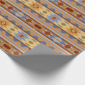 Papier Cadeau Design Motif Sud-Ouest Rouille Gris Or (Coin)