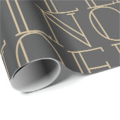 Papier Cadeau Design NOEL Motif gris foncé & Gold Holiday (Coin rond)