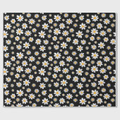 Papier Cadeau design noir et blanc avec des fleurs (Plat)