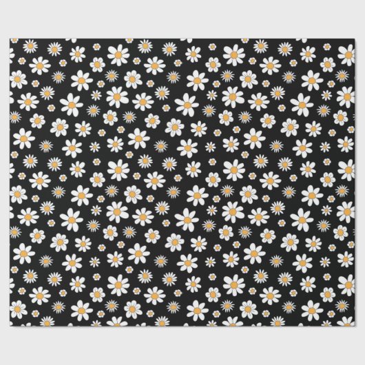 Papier Cadeau design noir et blanc avec des fleurs (Couture)