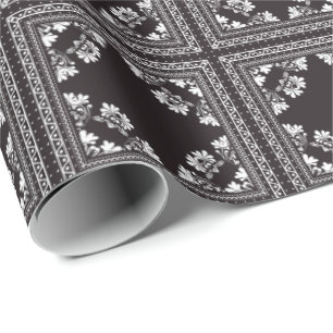 Papier Cadeau design noir et blanc bandanna