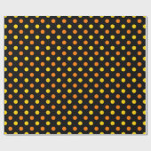 Papier Cadeau Design Orange Jaune Sur Points noirs (Plat)