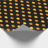 Papier Cadeau Design Orange Jaune Sur Points noirs (Coin)