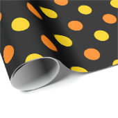 Papier Cadeau Design Orange Jaune Sur Points noirs (Coin rond)