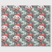 Papier Cadeau Design Panda de Noël (Plat)