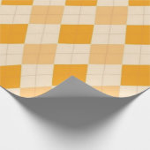 Papier Cadeau Design Plaid Orange Jaune Tan Jacquard (Coin)