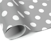 Papier Cadeau Design Pois blanc gris cendré (Coin rond)
