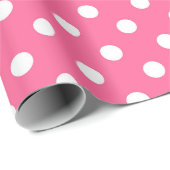 Papier Cadeau Design Pois rose blanc (Coin rond)