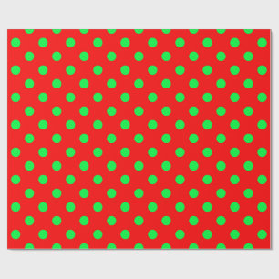 Papier Cadeau Design Pois vert Arrière - plan rouge