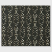 Papier Cadeau Design rétro classique en noir et or (Plat)