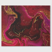 Papier Cadeau Design rouge doré marbré (Plat)