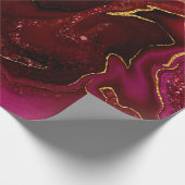 Papier Cadeau Design rouge doré marbré (Coin)
