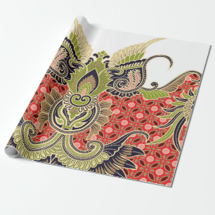 Papier Cadeau design textile numérique avec belle décora bouquet