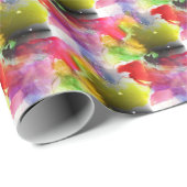 Papier Cadeau Design texture red, yellow watercolor (Coin rond)