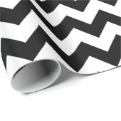 Papier Cadeau Design traditionnel Chevron noir et blanc (Coin rond)