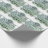 Papier Cadeau Design tribal teinte verte (Coin)