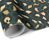 Papier Cadeau Design turquoise et Gold Leopard Series 1 (Coin rond)