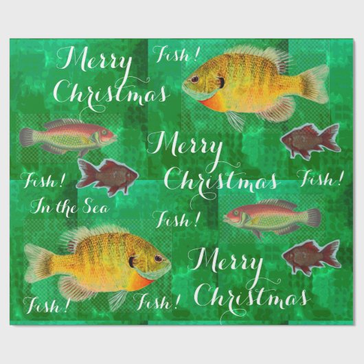 Papier Cadeau Design unique Joyeux Noël avec du poisson (Plat)