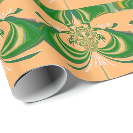 Papier Cadeau Design vert jaune. (Coin rond)