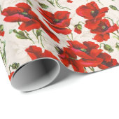 Papier Cadeau Design vintage Red Poppy Art Nouveau (Coin rond)