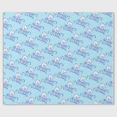 PAPIER CADEAU DÉSOLÉ YEUX PORTER SUR BLEU CLAIR (Plat)