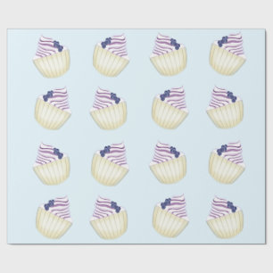 Papier Cadeau Dessert aux bleuets sur un arrière - plan bleu