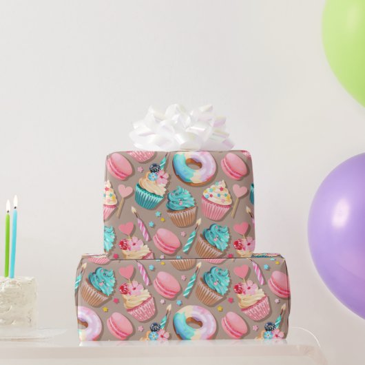 Papier Cadeau Desserts Sucrés de Célébration (Cadeaux de fête)