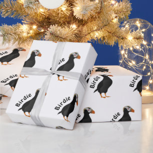 Papier Cadeau Dessin à carreaux de puffin dressé