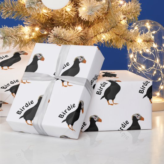 Papier Cadeau Dessin à carreaux de puffin dressé (Vacances)