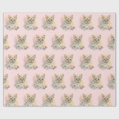 Papier Cadeau Dessin à la main drôle de bengale des neiges chat (Plat)