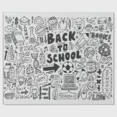 Papier Cadeau dessin à la main élément école doodé (Plat)