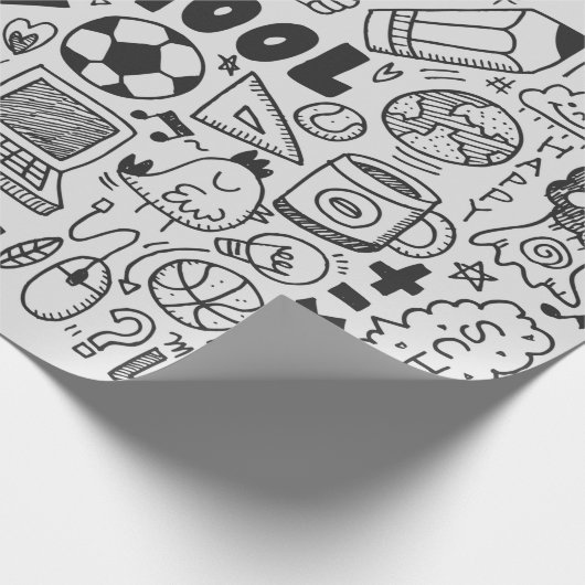 Papier Cadeau dessin à la main élément école doodé (Coin)