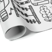 Papier Cadeau dessin à la main élément école doodé (Coin rond)