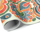 Papier Cadeau dessin à la main fleur de marqueur conception ethn (Coin rond)