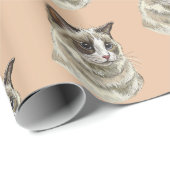 Papier Cadeau Dessin à la main Ragdoll chat (Coin rond)