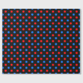 Papier Cadeau Dessin à points noirs rouges et bleus  (Plat)