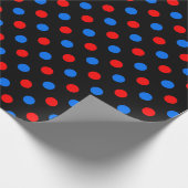 Papier Cadeau Dessin à points noirs rouges et bleus  (Coin)