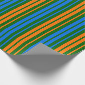 Papier Cadeau Dessin à rayures verticales vert orange bleu (Coin)
