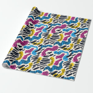 Papier Cadeau Dessin abstrait coloré amusant de motifs animaux