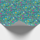 Papier Cadeau dessin animé amusant motif turquoise (Coin)