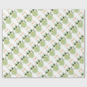 Papier Cadeau Dessin animé de chaton vert mignon (Plat)