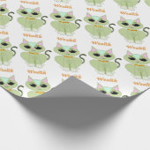Papier Cadeau Dessin animé de chaton vert mignon (Coin)