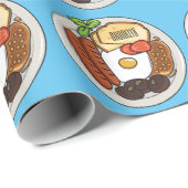 Papier Cadeau dessin animé du petit-déjeuner anglais (Coin rond)