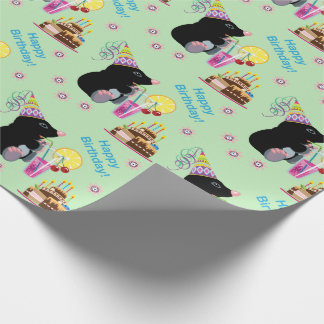 Papier Cadeau dessin animé mole. Joyeux anniversaire !