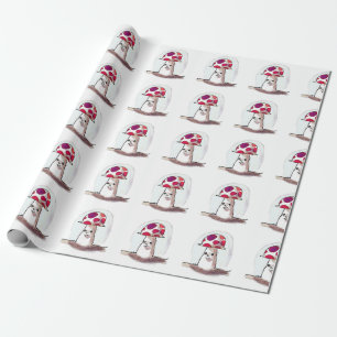 Papier Cadeau dessin animé sur des champignons doux