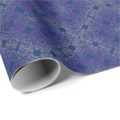 Papier Cadeau dessin arabesque violet fantaisie (Coin rond)
