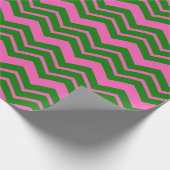 Papier Cadeau Dessin chevron zigzag vert rose  (Coin)