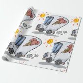 Papier Cadeau Dessin Crème de glace Camion Amusant Dessert d'été (Déroulé)